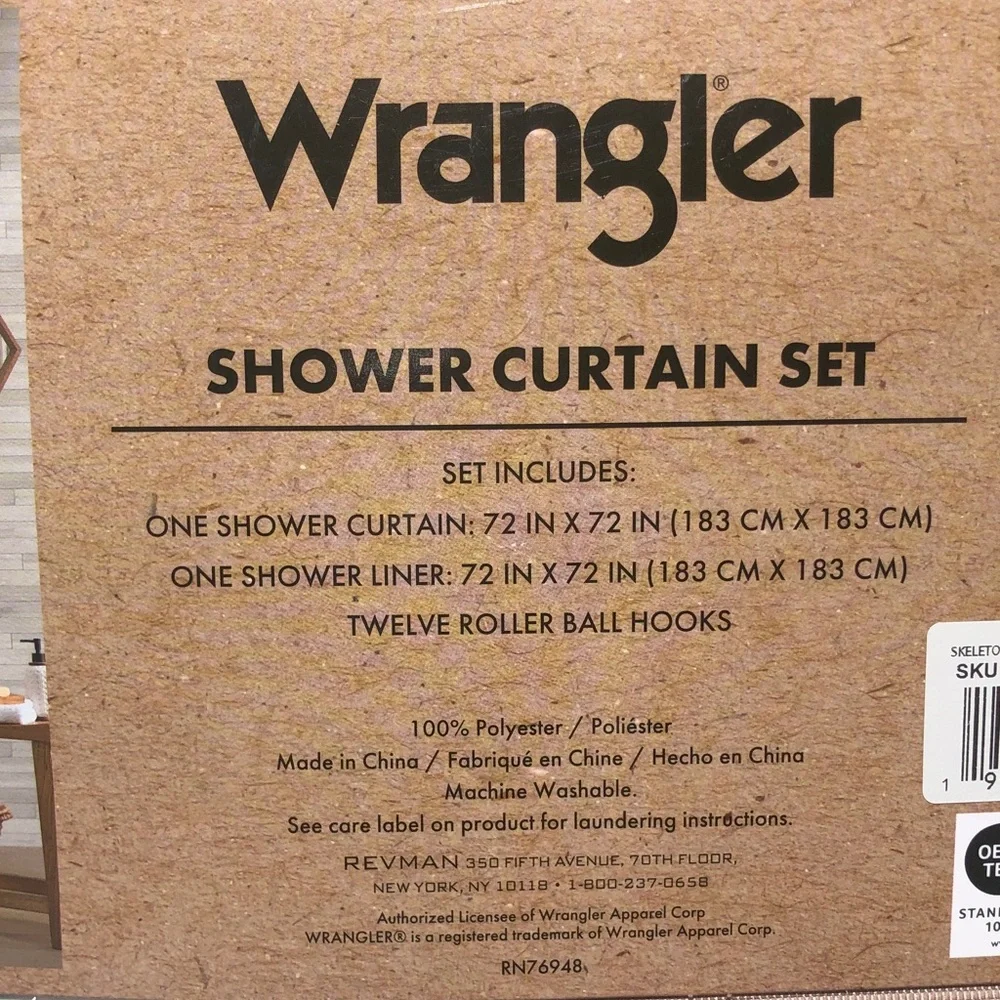 NWT Wrangler ‘Bones & Boots Shower Curtain Set